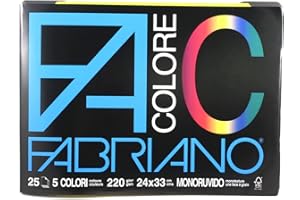 Fabriano 113501 Album da Disegno Facolore 24X33 5 Colori 220 G/M2 Monoruvido (25, Carta, Multicolore, 24x33x0.7 cm