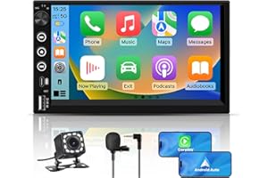 Hexinex 2 DIN Radio Coche Universal con Pantalla Táctil 7 Pulgadas, con CarPlay/AndroidAuto/Mirror Link, Admite Carga Type-C/USB/Micrófono/FM/EQ/WiFi/GPS/Bluetooth/USB/SWC y Cámara Trasera