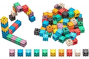 WISSNER® AKTIV lernen - Cubes encastrables 2 x 2 x 2 cm, 100 pièces en 10 Couleurs, en Carton - RE-Wood®
