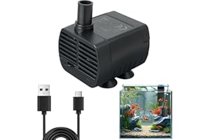 VONSERA Mini Pompe a eau (200L/H Réglable, 1-3W) Ultra Silencieuse Pompe Aquarium avec 1,5 m USB-câble, Pompe Fontaine a eau chat pour Aquarium, Hydroponique, Étang Fontaine