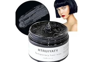 HTRUIYATY Negro Cera de Color para el Pelo,Temporal Tinte para Cabello para Hombres y Mujeres Natural LavableSpray Color Pelo para Niños Fiesta Cosplay Halloween