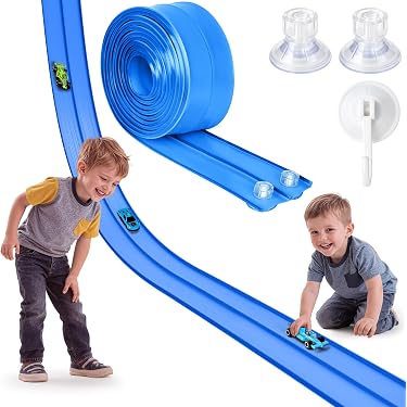 Circuit Voiture Enfant 5 M – Piste Flexible Double Voie, 6 Voitures, Rampe, Lanceur – Jouet 3 Ans Et + - 13