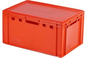 Logiplast Rote E3 Kisten 60x40x30 Fleischkiste Lagerkiste Metzgerkiste mit Deckel in rot