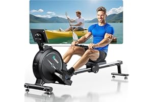 RIKSION [2026 Testversion] Rudergerät für Zuhause mit Magnet-Fitnesstrainer,Rudergerät 16 Stufen Widerstand, Indoor-Gerät für das Home-Gym, Cardio-Trainingsgerät, 160 kg Kapazität mit LCD-Monitor