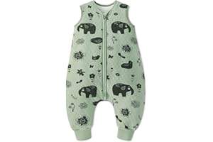 Looxii Sacco Nanna con piedini 1.5 Tog Cotone Autunno Tutto l'anno Sacco Nanna per 18-36 Mesi Bambini Ragazzi Ragazze 80 cm