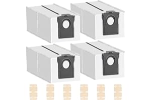 KTNAID 4 Pièces Réutilisables Sacs à poussière avec Fermeture éclair pour Dreame L40 Ultra, D10 Plus Gen 2, L10s Ultra Gen 2, X40/X50 Ultra Complete, L50 Pro Ultra, MOVA E30 Ultra, avec 6 Tablettes Parfumées
