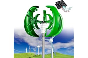 SAIYERUS Wind Turbine Generator Kit, 12000W 12V/24V/48V Vertical Wind Turbine Electricity Set, 5 Blade Horizontal Wind Power Generator Kit for Home, Boat, Marine, Monitoring, Street Lighting,Green-24V