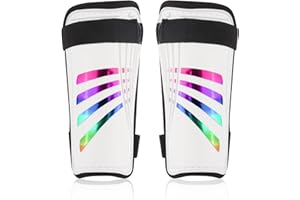 LVZhen Shin Guards | Multi-sport Kids Shin Pads | Non-slip Double Adjustable Straps | Rainbow Shin Guards Size M (7.48" x 3.93")