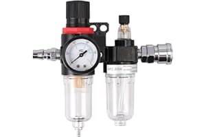 Anhoer 1/4" Air Filter Regulator Compressor Moisture Trap Kit with Pressure Gauge Water Trap Air Pressure Regulator Inline Quick Couplings for Air Compressor Regulator