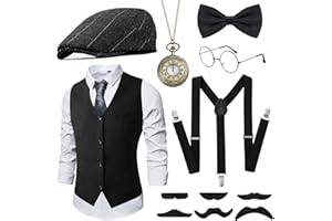 GOKINDOR 20er Jahre Kostüm Herren Accessoires, Peaky Blinders Kostüm Mafia Karneval Kostüm Herren, 20er Jahre Accessoires, Kostüme Kostüm Set Deko