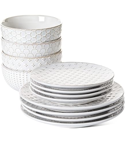 MIAMIO - 24 teiliges Tafelservice Steingut Keramik Geschirrset, Kombiservice für 6 Personen - Geschirr Spülmaschinen- und Mikrowellenfest - Palmanova Kollection (Weiß) ab 129,99 € (April 2026
