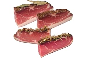 ‎BAVAREGOLA BAVAREGOLA Südtiroler Speck Set - 4 Stücke á 200g - g.g.A. Speck, Heuspeck, Lorber Speck & Bergblumenspeck - Original Südtiroler Speck Spezialität - Schinkenspeck geräuchert & luftgetrocknet