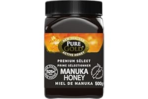 PURE GOLD - Miel de Manuka, Certifié MGO 525+, Antibactérien, Anti-inflammatoire & Cicatrisant, Renforce les Défenses Immunitaires, Pot de 500g