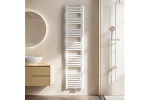 EMKE Badheizkörper Handtuchhalter 1800x400 mm, Handtuchheizkörper Mittelanschluss Handtuchwärmer Handtuchtrockner Heizkörper Bad Handtuchheizung Weiß 618W