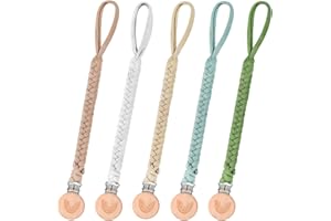 DEARBAG Lot de 5 Attaches-Tétines en Coton, Tissées à la Main, en Coton Doux, pour Éviter Que la Tétine Ne Tombe, Cadeau de Naissance, Convient aux Garçons et aux Filles, à Fixer Sur Les Vêtements