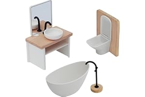 YANJIY Accessoires Miniatures Maison De Poupées, 4 Pcs De Meubles Miniatures De Salle De Bain, Jouet De Décoration De Maison De Poupée 1/12 Échelle-Tap, Baignoire, Toilettes, Lavabo, Mini Mobilier