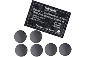 Spirituellementbien Lot 3 ou 6 pastilles patch adhesives de shungite pierre naturelle lithotherapie - pierre de protection naturelle anti ondes électromagnétiques téléphone mobile, wifi