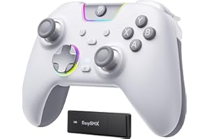EasySMX X05 Pro Wireless Controller for PC Ergonomic Skin-Like Grip, Quiet-Touch Low-Noise Buttons, Dual Triggers, Hall Joysticks, 2 Programmable Buttons, RGB, 1000mAh Battery