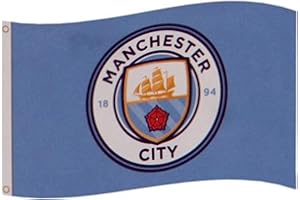 Manchester City Drapeau du club Manchester City FC (CC) - Bleu - 152,4 x 91,44 cm