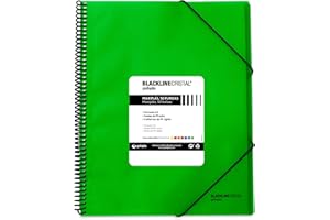 Grafoplas 39835220 Carpeta Polipropileno con 50 Fundas, Color Verde, A4, Cierre Gomas, Maxiplás Blackline Cristal