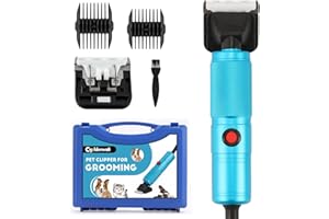 CGOLDENWALL Tosatrice per Cani 280W, Controllo Velocità Vontinua 2000-6000RPM, Cavo da 3 m, Rumorosità 50DB, per Animali di Tutti i Tipi di Pelo, Con 2 Lame& 2 Pettini di Fissaggio (3/6 mm, 9/12 mm)