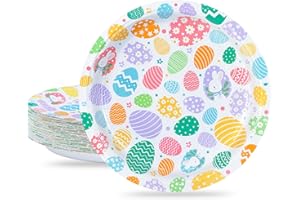 BFB Easter Paper Plates 23cm, Pack of 50 Dinner Plates Disposable Party Tableware for Easter Day