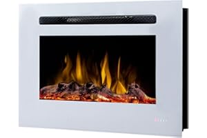 Noble Flame Parigi Bianco 660 – Camino elettrico da parete – Camino da camino – Montaggio a parete – Telecomando – Profondità di montaggio 14 cm – Diverse larghezze