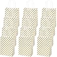 XNX 24 Pack Paper Christmas Gift Bags Party Favor Bags Gold Party Bags Recyclable Goodie Bags For Holiday, Birthdays, Weddings, Baby Showers,Shopping,Bride. (Gold Foil Stripe)