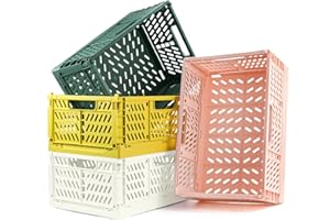 FHzytg 4 Stück Faltbare Klappboxen, Körbe Kunststoff Korb Faltkisten Plastik Faltkiste aus Kunststoff Aufbewahrung Korb Plastik Klappkiste Faltkisten Kunststoff Stabil (30.5*20.5*12.5cm)