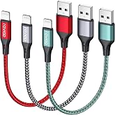 RAVIAD iPhone Charger Cable Short 50CM 3Pack MFi Certified iPhone Cable | Fast Charging Nylon Braided Lightning Cable Compati