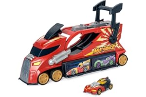 T-Racers Mix 'N Race Camion Tonnerre–Camion Lanceur avec 3 Actions en 1.Contient véhicule Exclusif T-Racer Mix 'N Race,Zone de Conduite du véhicule,poignée de Lancement et de l'espace pour 7 Voitures