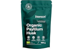 Intenson Tégument de Psyllium Bio, 450 g, Certifié Bio UE, Riche en Fibres, 100% Naturel, Végan, Compatible Keto, Sans Gluten, Sans Additifs