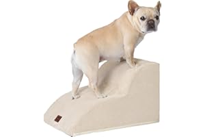 EHEYCIGA Escalier pour Chiens et Chats, Rampe pour Chien 2 Marches, Mousse Haute Densité, Surface Antidérapante, Housse Amovible et Lavable, pour Canapé et Lit, Beige