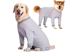 Yeapeeto Dog Onesie Surgery Recovery Suit for Large Medium Bodysuit Dogs Pajamas PJS Full Body for Shedding, Allergy, Anti Licking, Wound Protection, Cone Alternative (2XL, Grey)
