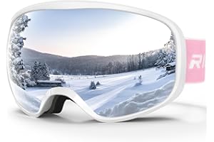 RIOROO Lunettes de Ski Masques Snowboard qualité supérieure pour Enfant 3 à 14 Ans pour Garçons et Filles100% OTG Protection UV Anti-Buée Coupe-Vent Ski Masques Snowboard-double lentille