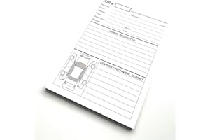 MOKUZAI Repair Job Cards Garage Workshop Job Time Sheet Pad x 50 Works Cards MOT Two Sided with Car Image