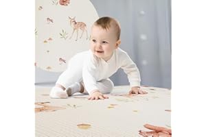 BUBZI CO Pianka do zabawy dla niemowląt – mata do raczkowania dla dzieci i małych dzieci, mata aktywna do zabawy, raczkowania, drzemki, nietoksyczna, odwracalna, wodoszczelna, do pokoju zabaw, duża, 2 x 1,41 m