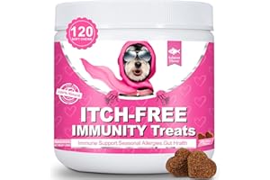 BAILEY & BUDDIES ITCH-FREE Allergy Relief Chews for Dogs – Anti-Itch Skin Supplement with Quercetin, Omega 3 & Probiotics | Seasonal Allergy Support, Hot Spots, Licking & Scratching | 120 Soft Chews