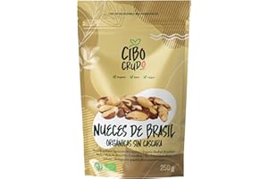 CIBO CRUDO CRUDO BIOLOGICO VEGAN Nueces de Brasil Ecologicas - 250g. Nuez de Brasil Bio Contiene Fibra Proteína Selenio y Minerales. Como Snack o Para Recetas. Para Vegetarianos y Veganos.