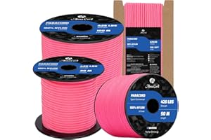Abma Cord Paracorde 3mm 15m Corde Nylon Type II 3 Brins Corde de Survie, Corde Extérieure pour Linge Extérieur - Max. 192 kg - Néon Rose