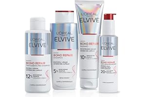 L'OREAL PARIS L'Oréal Paris Elvive Bond Repair Kit con Pre-Shampoo, Shampoo, Balsamo e Siero Senza Risciacquo, per Capelli Danneggiati, Ricrea i Legami Interni del Capello, Con Acido Citrico