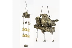 BWINKA Nuevos pájaros carillón de Viento 6 Piezas Campanas de Bronce Amazing Grace carillones de Viento para jardín, Patio, Patio y decoración del hogar con Gancho