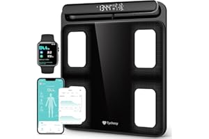 SUNHAIXIA FITDAYS 8-Electrode Smart Scale: Full Body Composition Analyzer, 27 Metrics via Bluetooth Fitdays APP, 400lbs(FG2202WB+ER307)