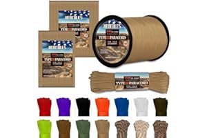 HERCULES Cuerda de paracaídas tipo III Paracord 550, cuerda de paracaídas de 50 pies, color marrón desierto para cuerda de camping, cuerda de supervivencia