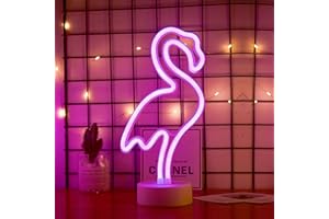Luz de neón, XRR Flamenco Señales luminosas neón Luz de noche USB o Pilas alimentada LED Iluminación nocturna de neón para Navidad, fiesta, bar, decoración de boda