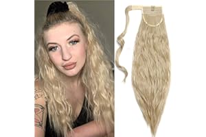 SEGO Przedłużenie włosów, warkocz, koński ogon, kucyk, falowane, jak prawdziwe włosy, popielaty blond i blady blond-1