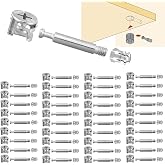 BITEFU 40 Set Eccentric Connectors for Table Furniture and Cabinets | &Oslash;15mm Threaded Studs M6x40mm,Corrosion Resistant Zinc A
