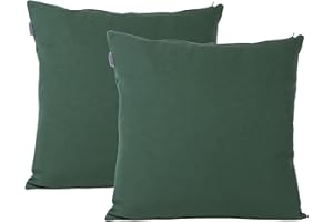DiseLio 2 Fundas de Cojín Algodón 40 x 40 cm Color Verde Botella, Hecho en España. Cojines Decorativos Color Liso para decoración de la casa (L-C-40x40 Ver BOT)