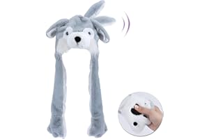 Hopearl Kuhhut mit Ohren, bewegliches Springen, Pop-Up-Hut, Plüsch, Bauernhof, Tier, Urlaub, Cosplay, lustiges Geschenk für Kinder, Mädchen, 56 cm