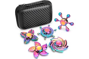 MECHANIKER Cool Fidget Spinner Toy Metal 5 Pack Age 3+, Handheld Fingertip Gyro, Finger Hand Spinner Sensory Desk Toy Gadget, Stress Relief Anti Anxiety Toy for Kid Adult, Birthday Gift Party Favors Supplies